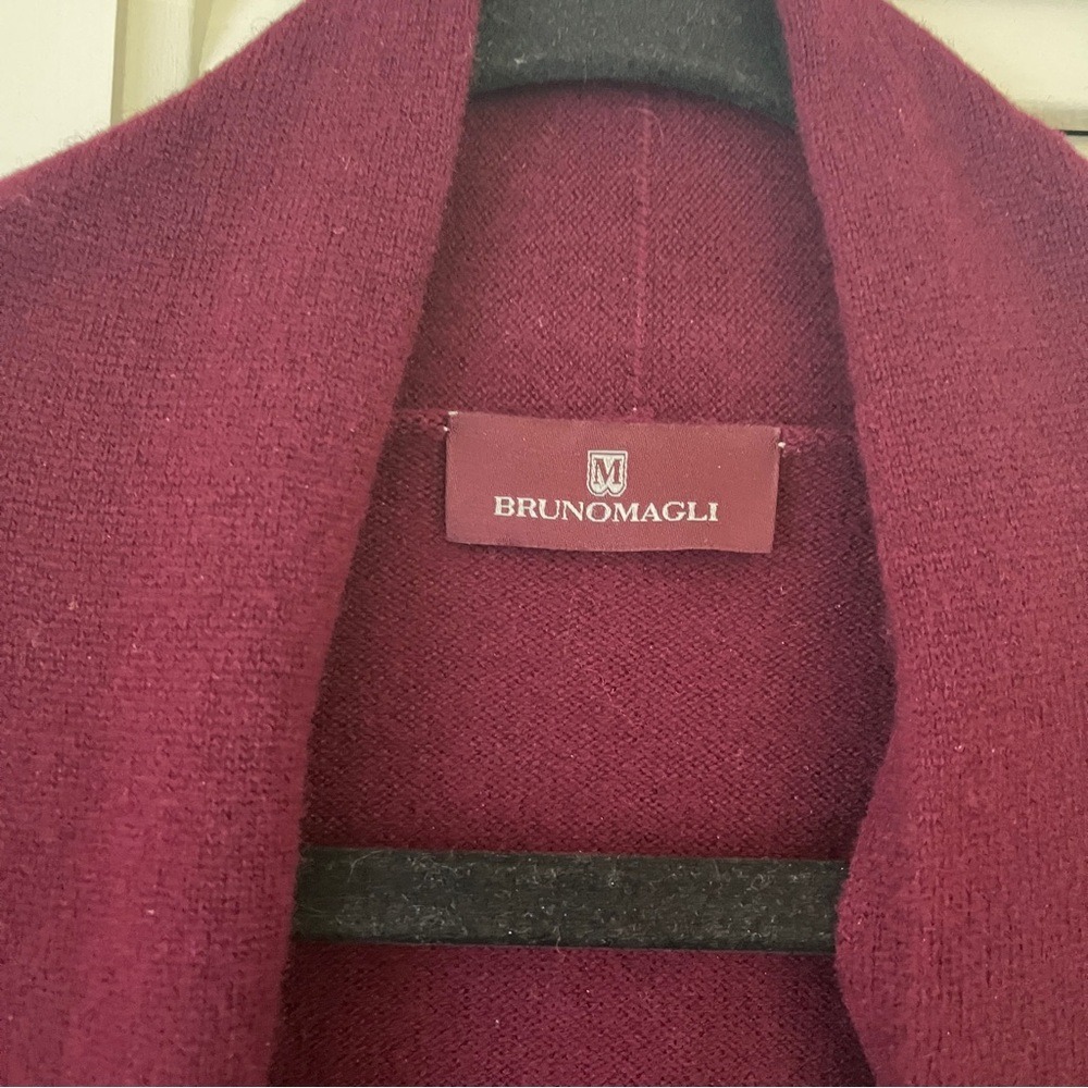 Bruno Magli Burgundy Cashmere Wool Blend Cardigan Sweater Sz M - Picture 7 of 8